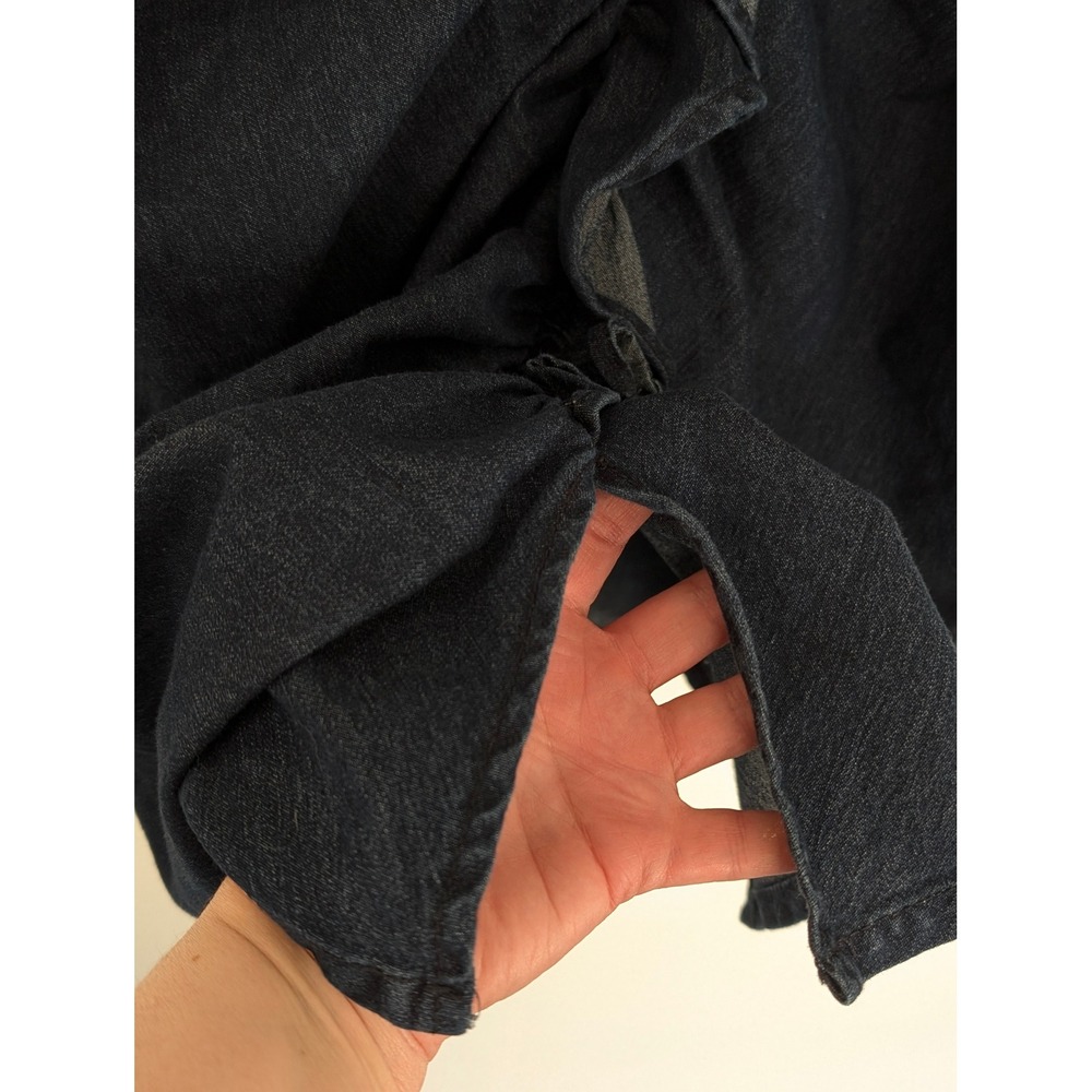 Ashley‎ Stewart Denim Dress Women 20 Blue Ruched Ruffle Stretch - Picture 4 of 7